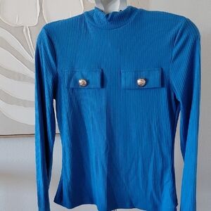 Elegant Blue Long Sleeve Top